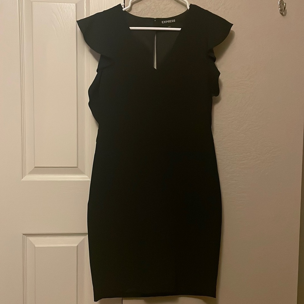 Express V-neck Ruffle Sleeve Mini Dress
